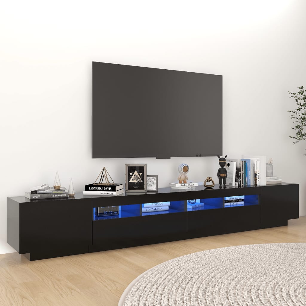 Vetonek Mueble para TV con luces LED negro 260x35x40 cm