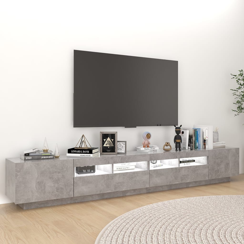 TV cabinet with gray LED lights 260x35x40 cm