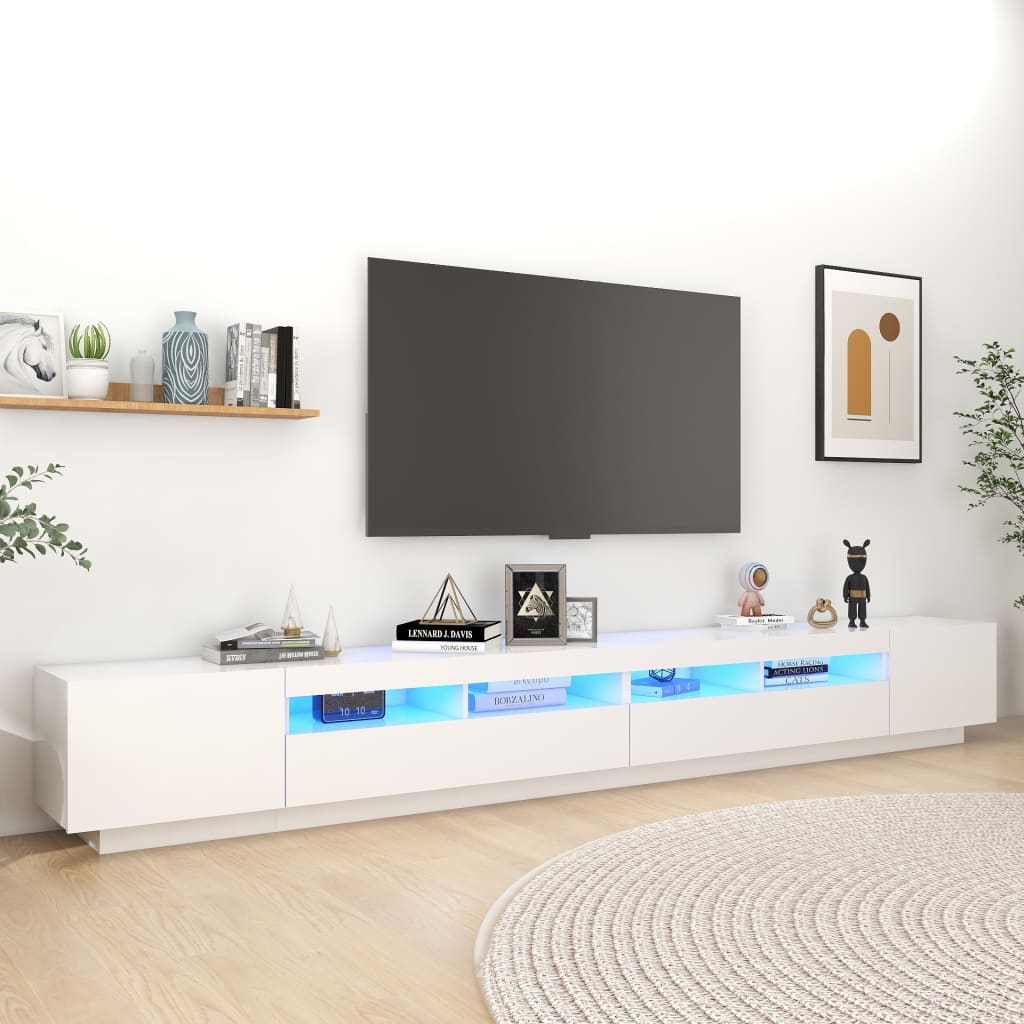 Vetonek Mueble para TV con luces LED blanco 300x35x40 cm