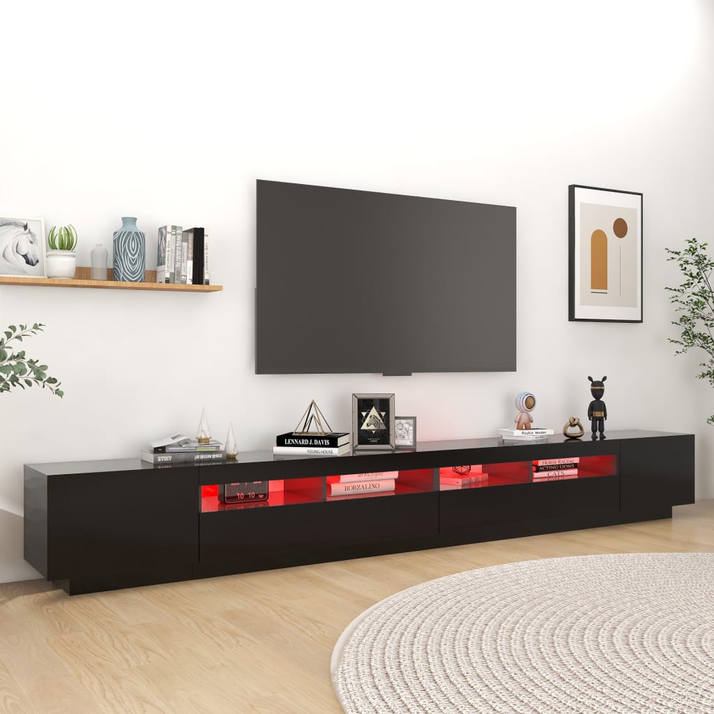 Mobili TV con luci a LED nera 300x35x40 cm