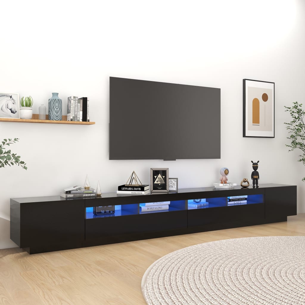 Vetonek Mueble para TV con luces LED negro 300x35x40 cm