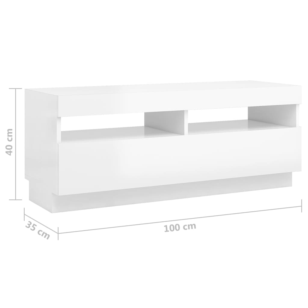 Mueble para TV con luces LED blanco brillante 300x35x40 cm vidaXL