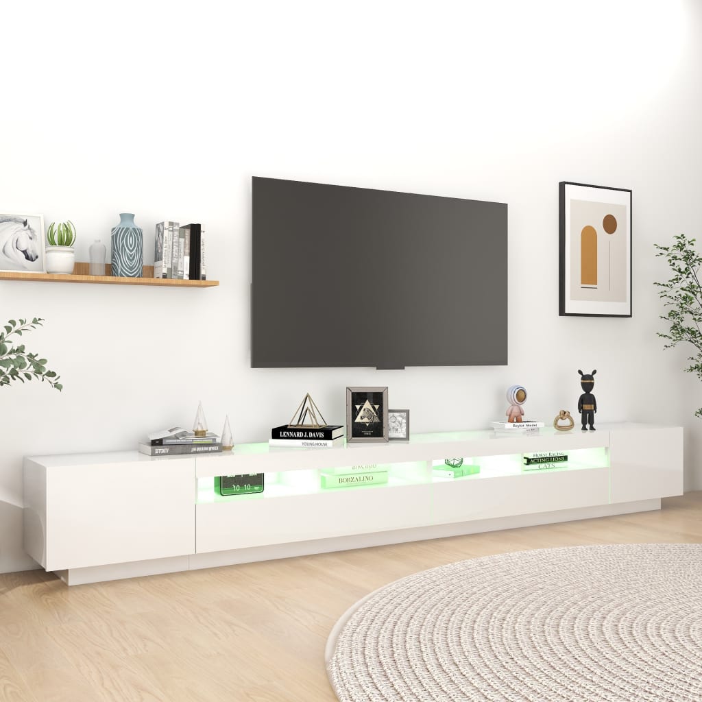 Mueble para TV con luces LED blanco brillante 300x35x40 cm vidaXL