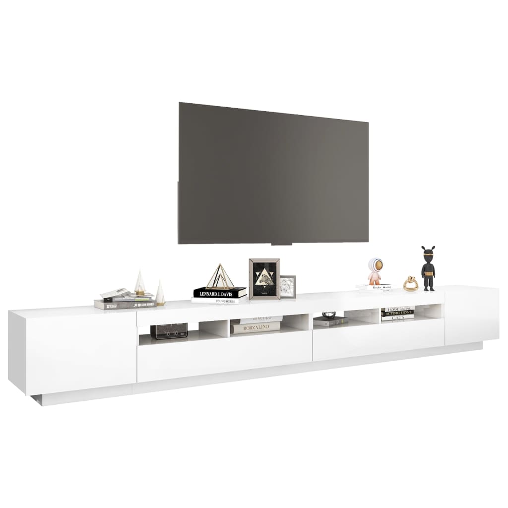 Mueble para TV con luces LED blanco brillante 300x35x40 cm vidaXL