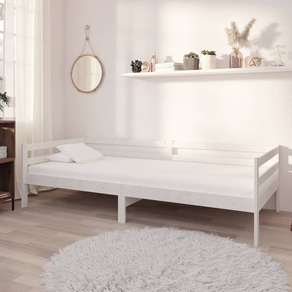 Vetonek Sofá cama sin colchón madera maciza de pino blanco 90x200 cm