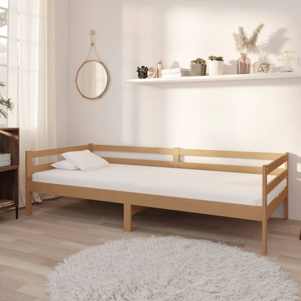 Vetonek Sofá cama sin colchón madera maciza pino marrón miel 90x200 cm