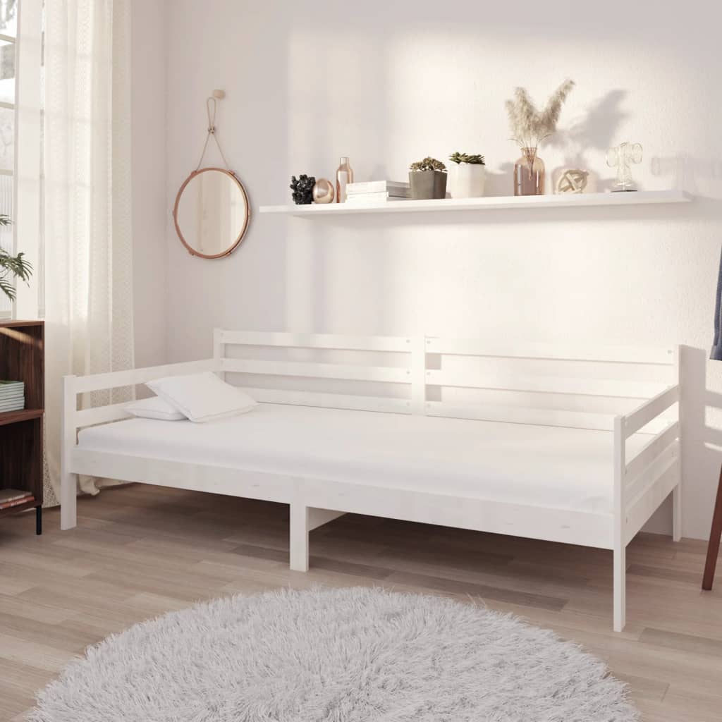 Vetonek Sofá cama sin colchón madera maciza de pino blanco 90x200 cm