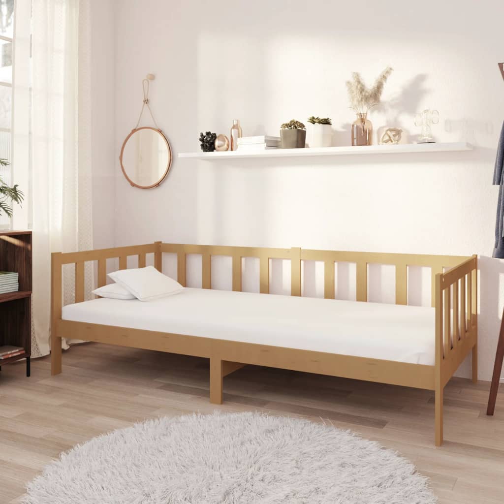 Vetonek Sofá cama sin colchón madera maciza pino marrón miel 90x200 cm