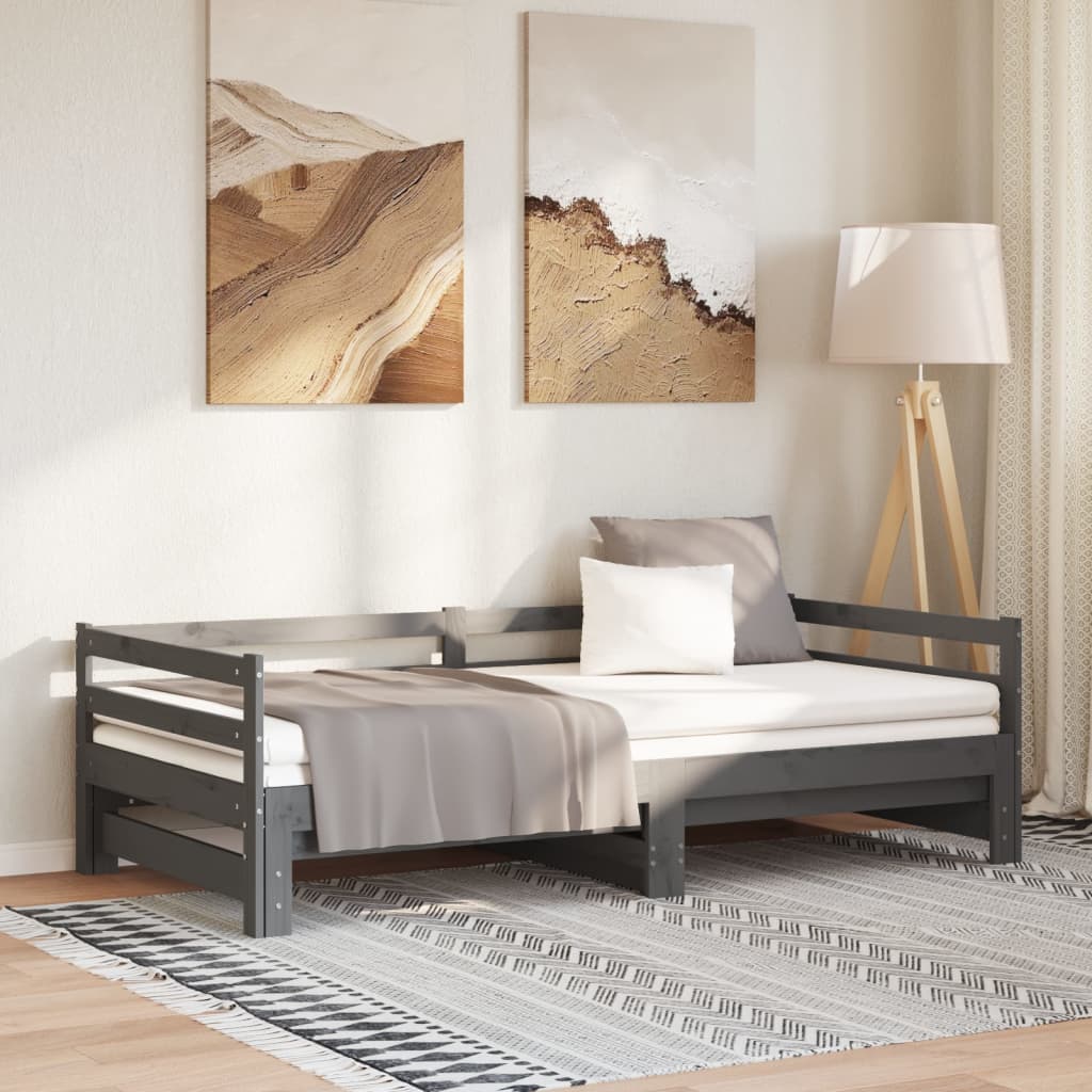 Vetonek Sofá cama extraíble sin colchón gris 2x(90x200) cm