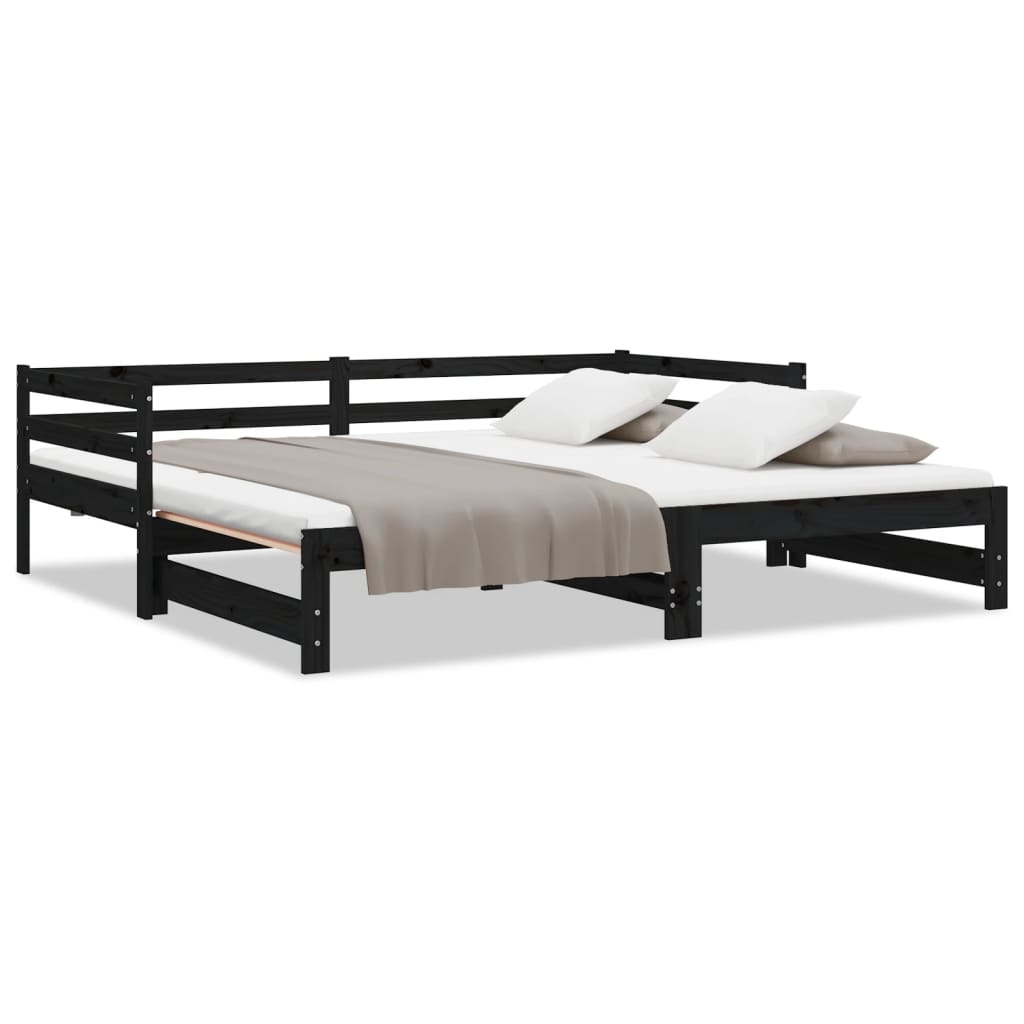 Sofá cama extraíble sin colchón negro 2x(90x200) cm vidaXL