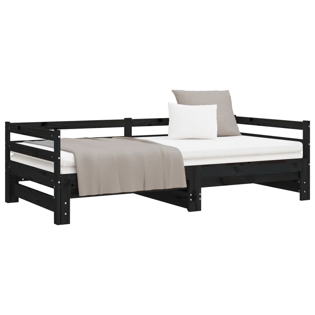 Sofá cama extraíble sin colchón negro 2x(90x200) cm vidaXL