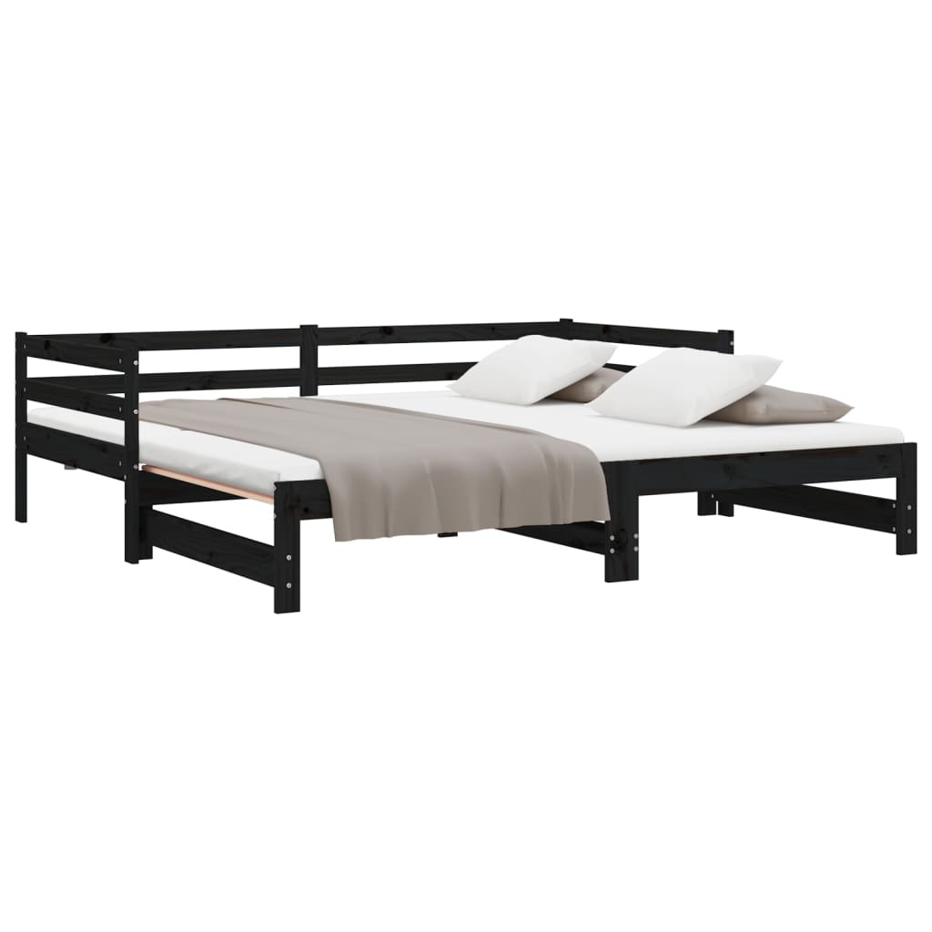 Sofá cama extraíble sin colchón negro 2x(90x200) cm vidaXL