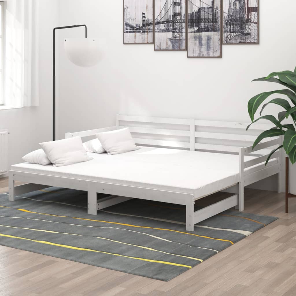 Vetonek Sofá cama extraíble madera maciza de pino blanco 2x(90x200) cm