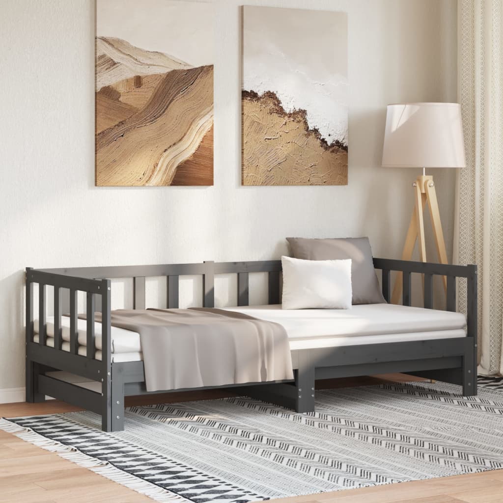 Vetonek Sofá cama extraíble sin colchón gris 2x(90x200) cm