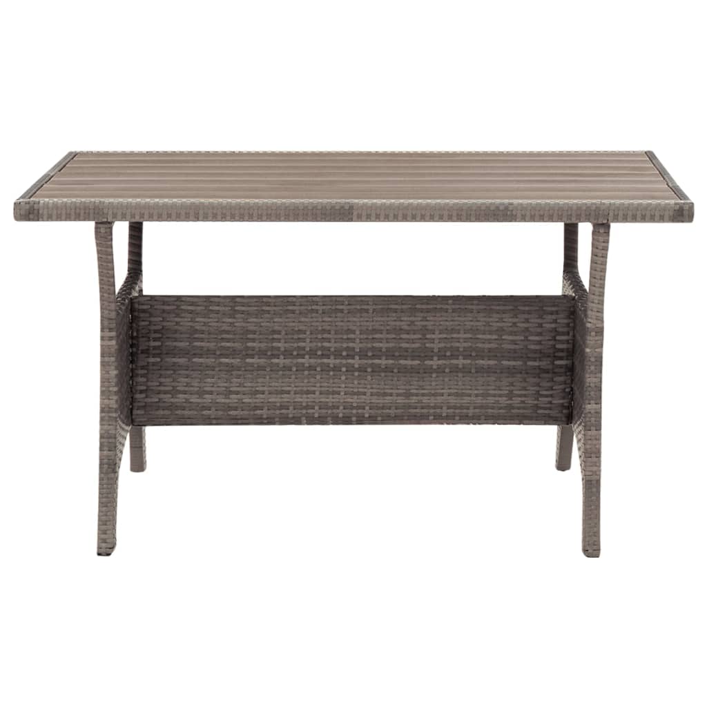 Mesa de jardín ratán sintético gris 120x70x66 cm