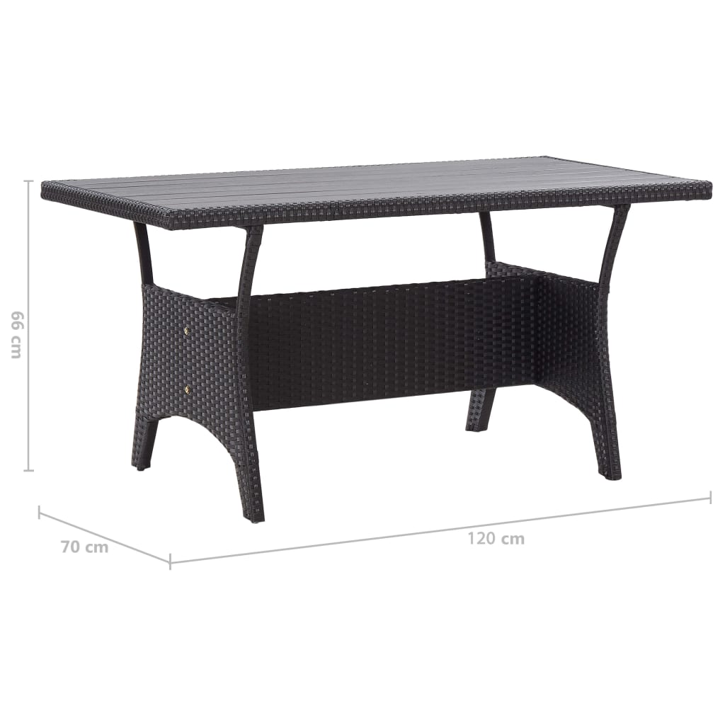 Mesa de jardín ratán sintético negro 120x70x66 cm