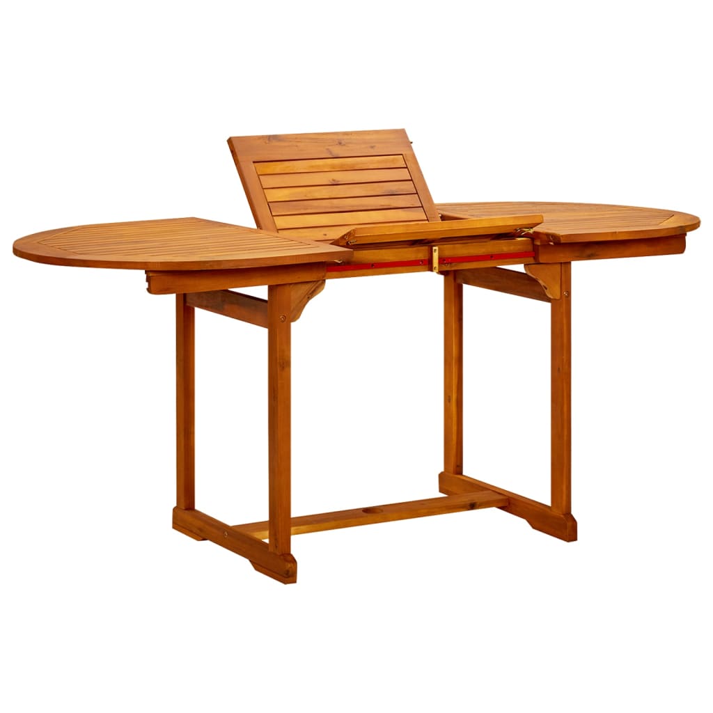 Vetonek Mesa de comedor jardín madera maciza acacia (120-170)x80x75 cm