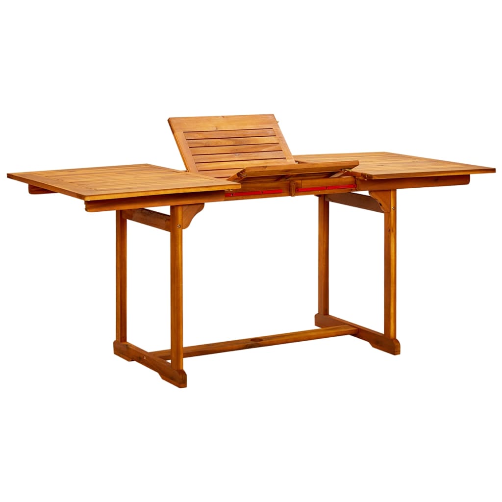 Vetonek Mesa de comedor jardín madera maciza acacia (120-170)x80x75 cm