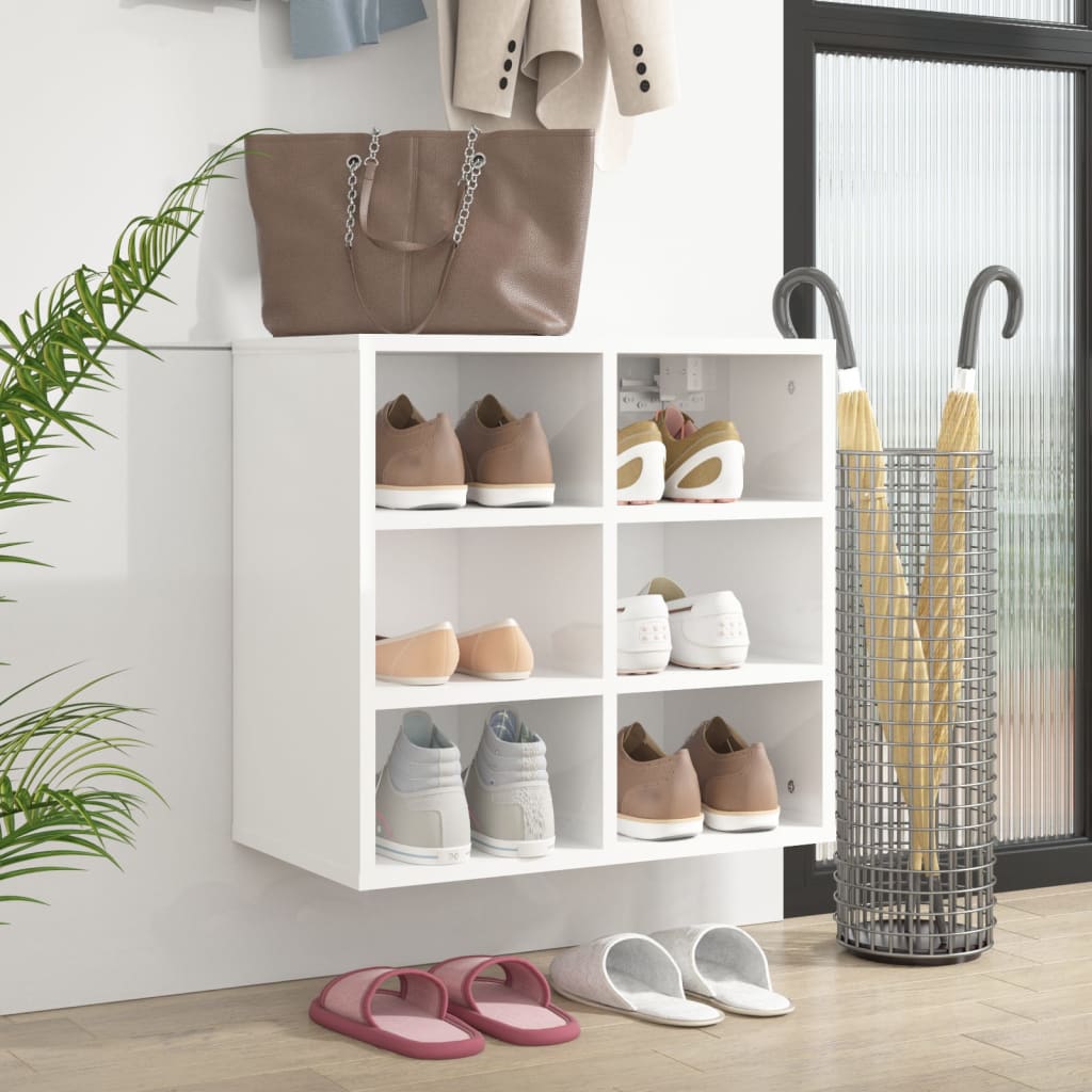 Vetonek Mueble zapatero blanco brillante 52,5x30x50 cm