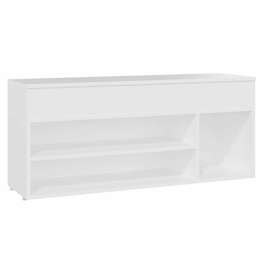 Banco zapatero de madera contrachapada blanco 105x30x45 cm V3532 Vetonek