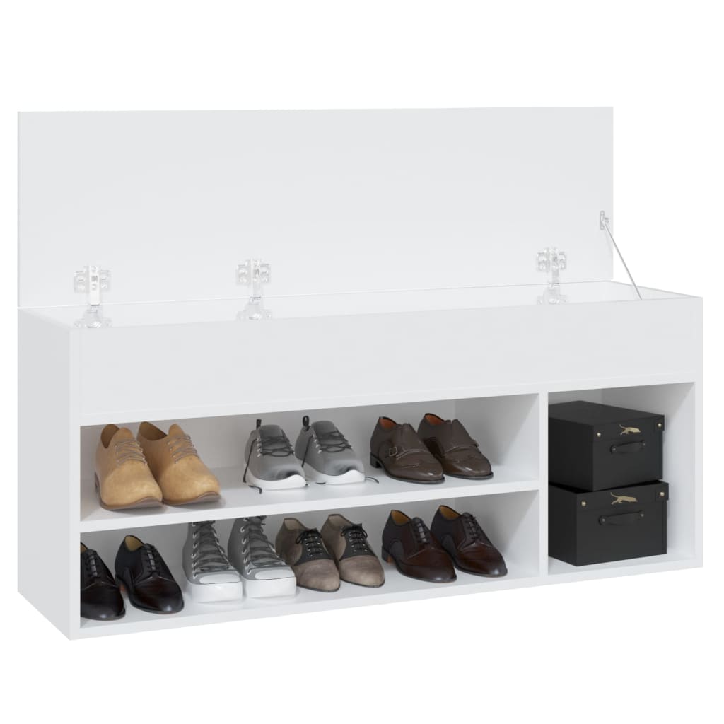 Banco zapatero de madera contrachapada blanco 105x30x45 cm V3532 Vetonek