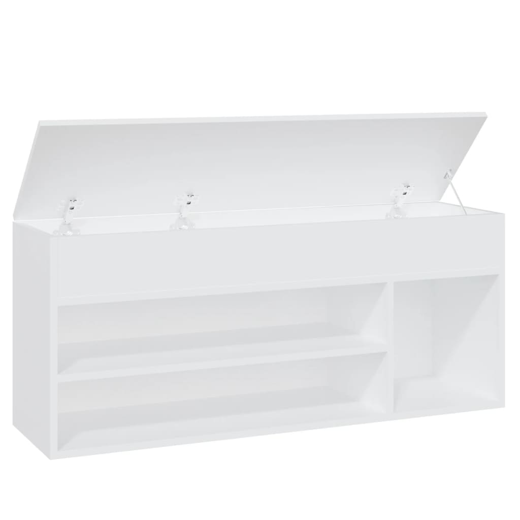 Banco zapatero de madera contrachapada blanco 105x30x45 cm V3532 Vetonek