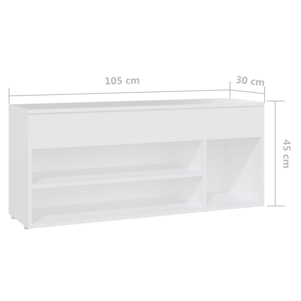 Banco zapatero de madera contrachapada blanco 105x30x45 cm V3532 Vetonek