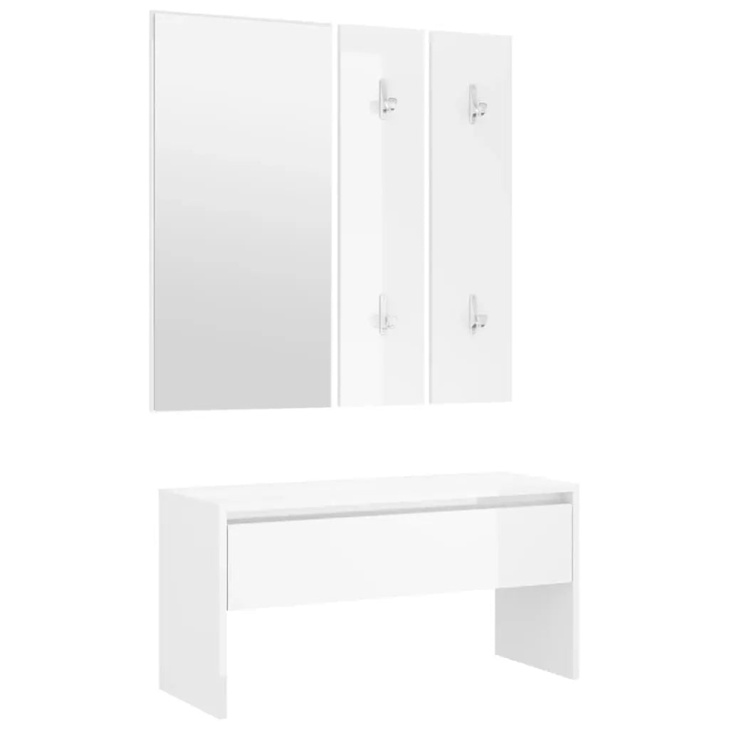 Set de muebles de recibidor madera blanco brillo - Vetonek