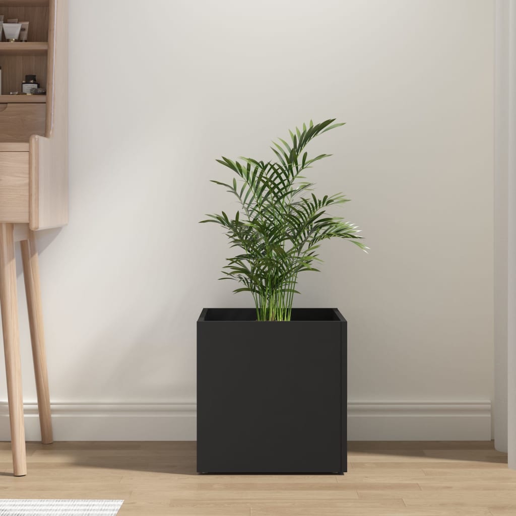 Jardinera de madera contrachapada negra 40x40x40 cm V3907 Vetonek