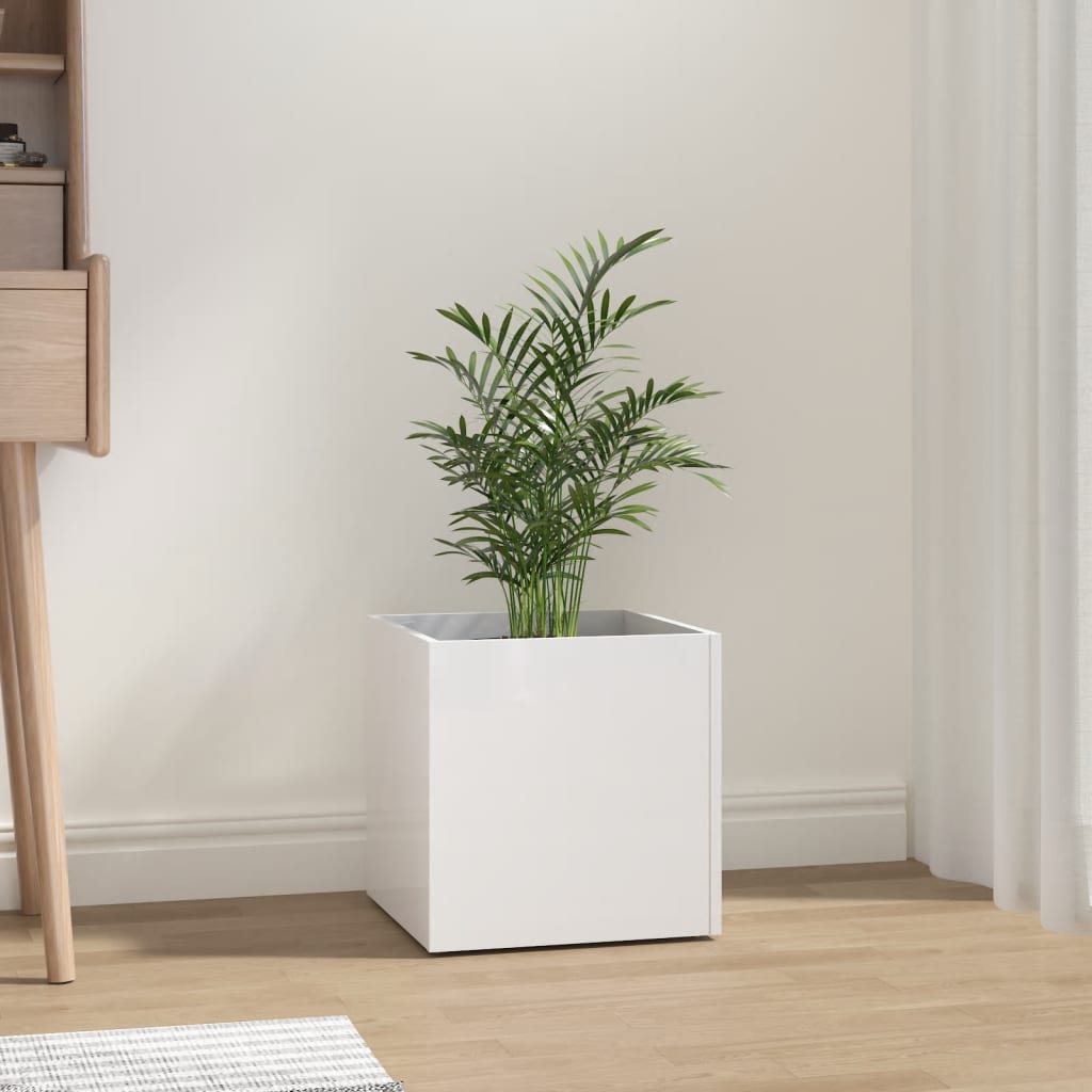 Jardinière en contreplaqué blanc brillant 40x40x40 cm v3952 Vetonek