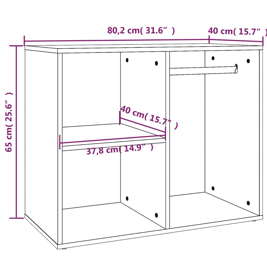 Mueble vestidor madera roble Sonoma 80x40x65 cm vidaXL