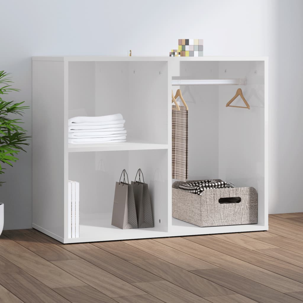 Vetonek Mueble vestidor madera contrachapada blanco brillo 80x40x65 cm