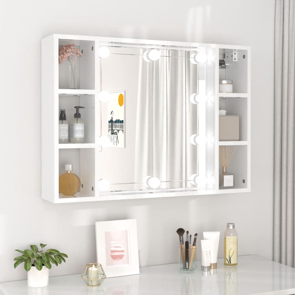 Vetonek Mueble con espejo y LED blanco brillante 76x15x55 cm