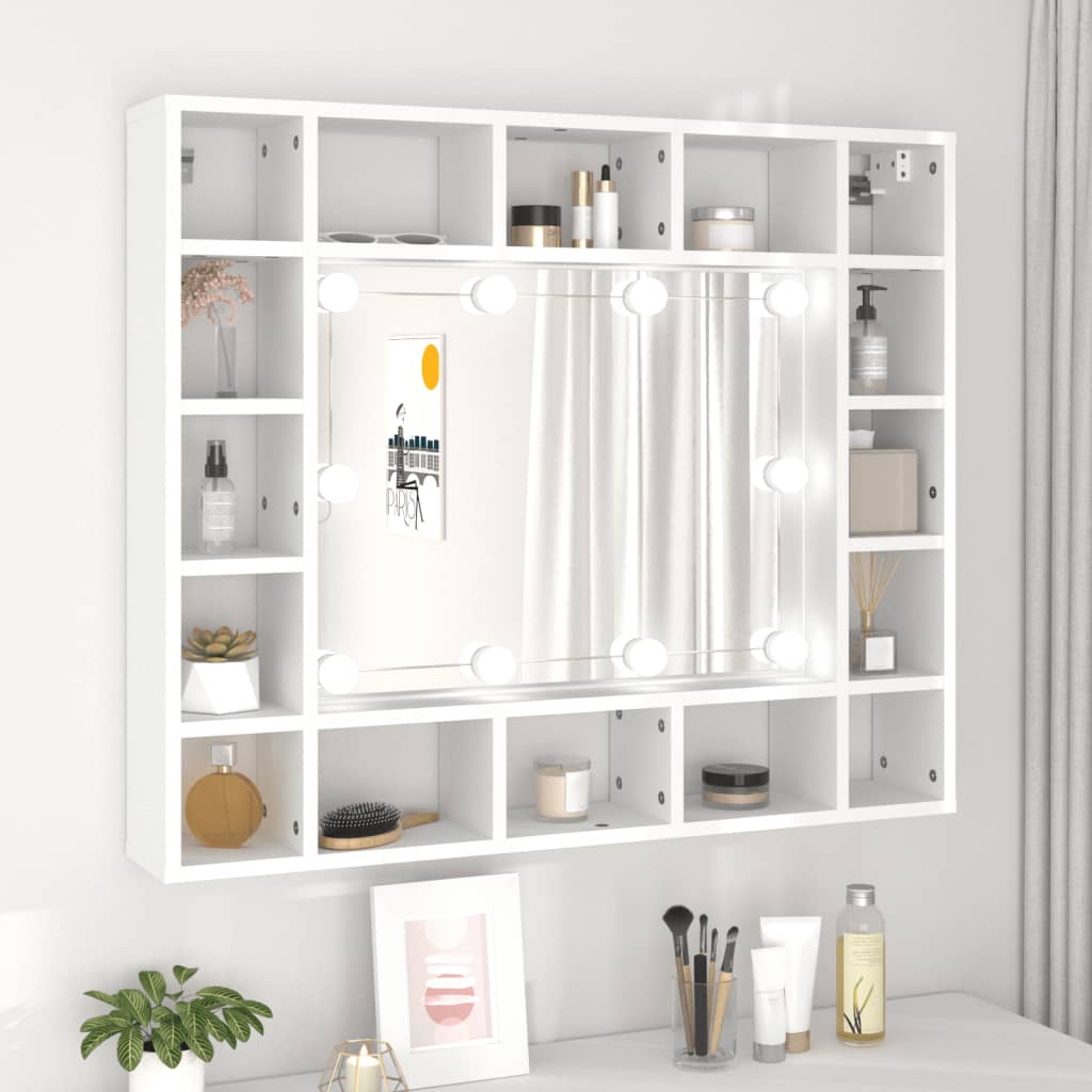 Vetonek Mueble con espejo y LED blanco 91x15x76,5 cm