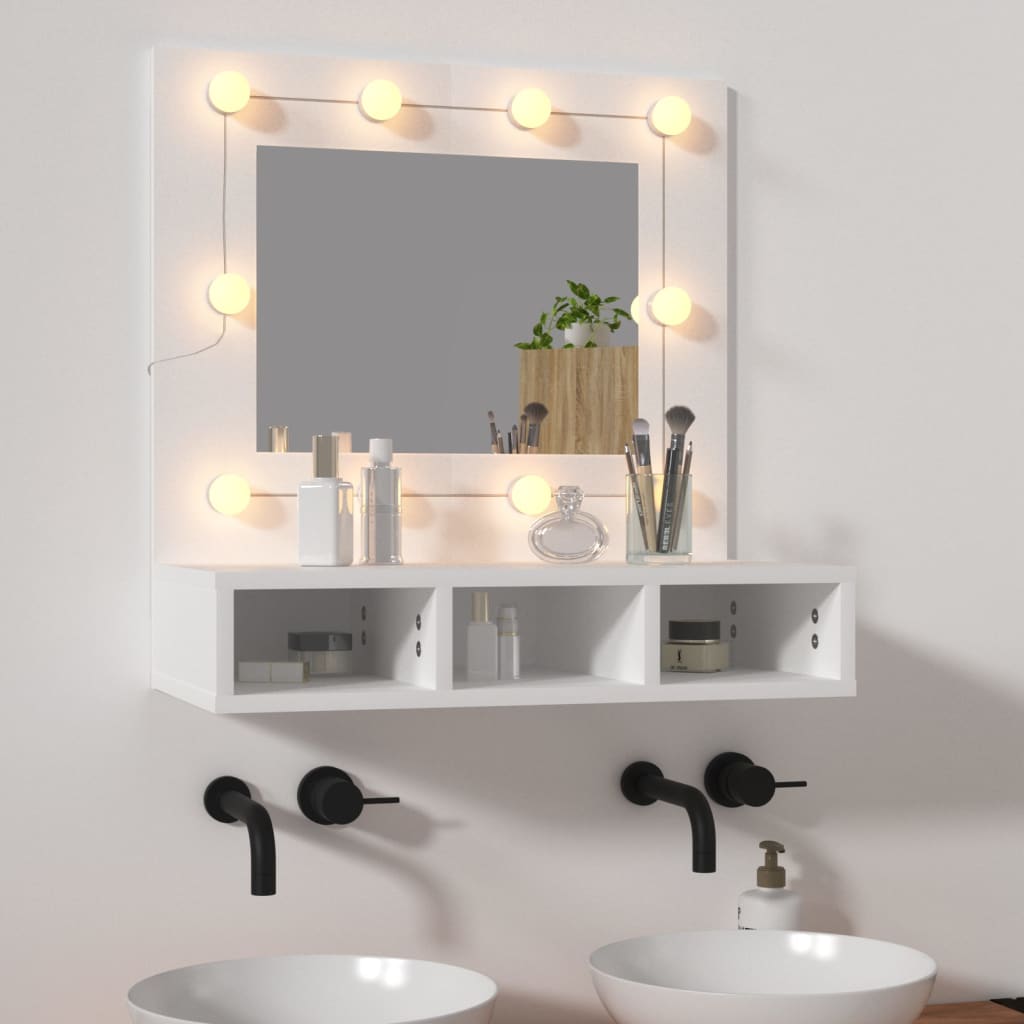 Vetonek Mueble con espejo y luces LED blanco 60x31,5x62 cm