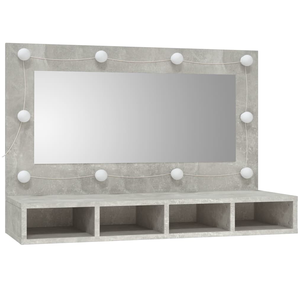 Mueble con espejo y luces LED gris hormigón 90x31,5x62 cm - Vetonek