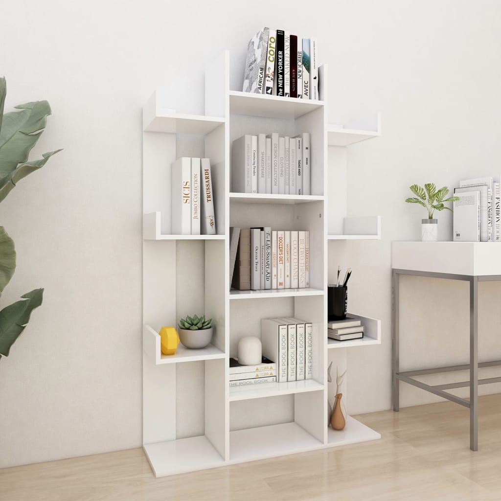 Vetonek Estantería librería madera contrachapada blanco 86x25,5x140 cm