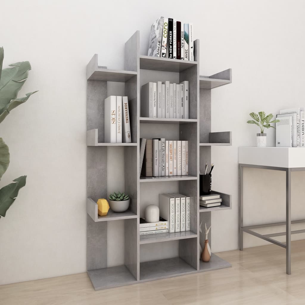 Vetonek Librería de madera contrachapada gris hormigón 86x25,5x140 cm