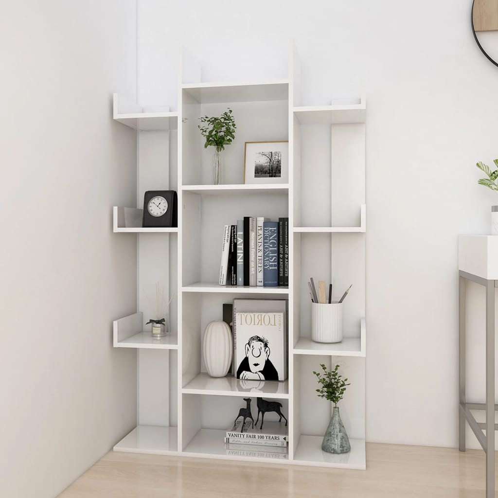 Librería de madera blanco brillante 86x25,5x140cm