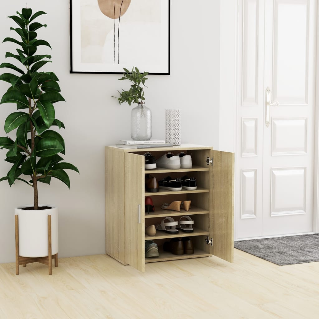 Vetonek Mueble zapatero madera de ingeniería roble Sonoma 60x35x70 cm