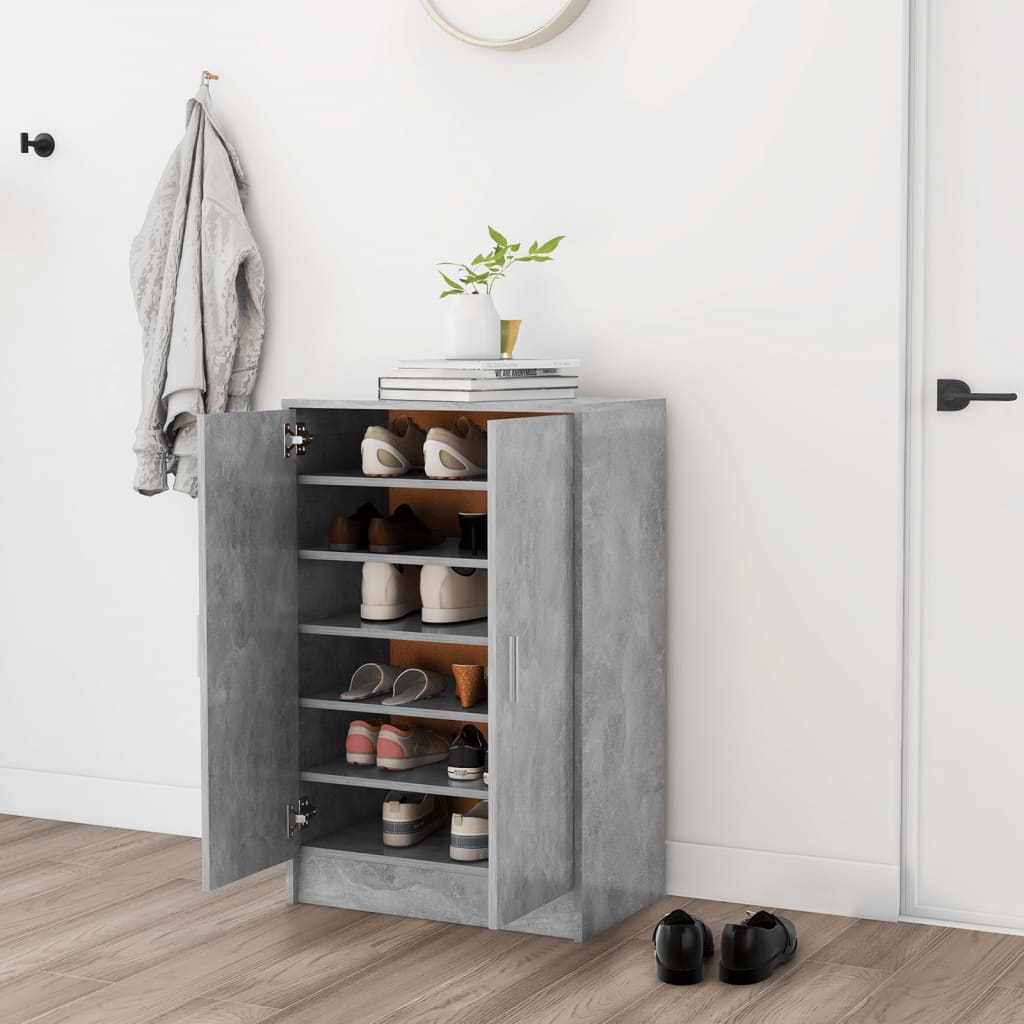 Vetonek Zapatero de madera de ingeniería gris hormigón 60x35x92 cm