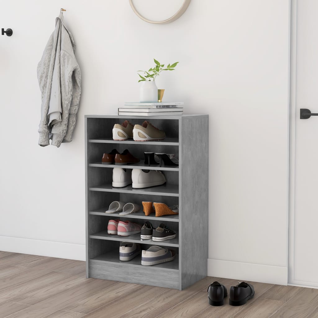 Vetonek Mueble zapatero madera contrachapada gris hormigón 60x35x92 cm