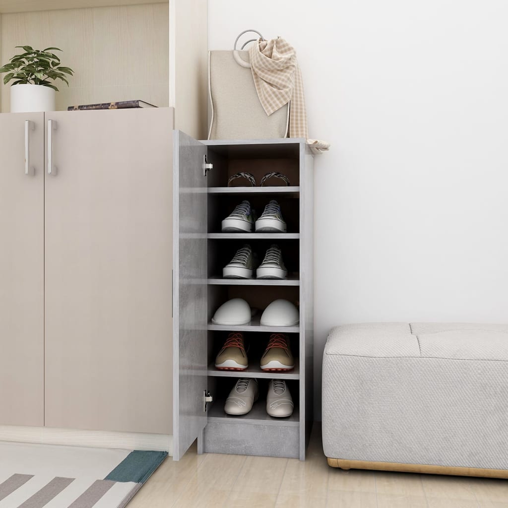 Vetonek Mueble zapatero de aglomerado gris hormigón 32x35x92 cm