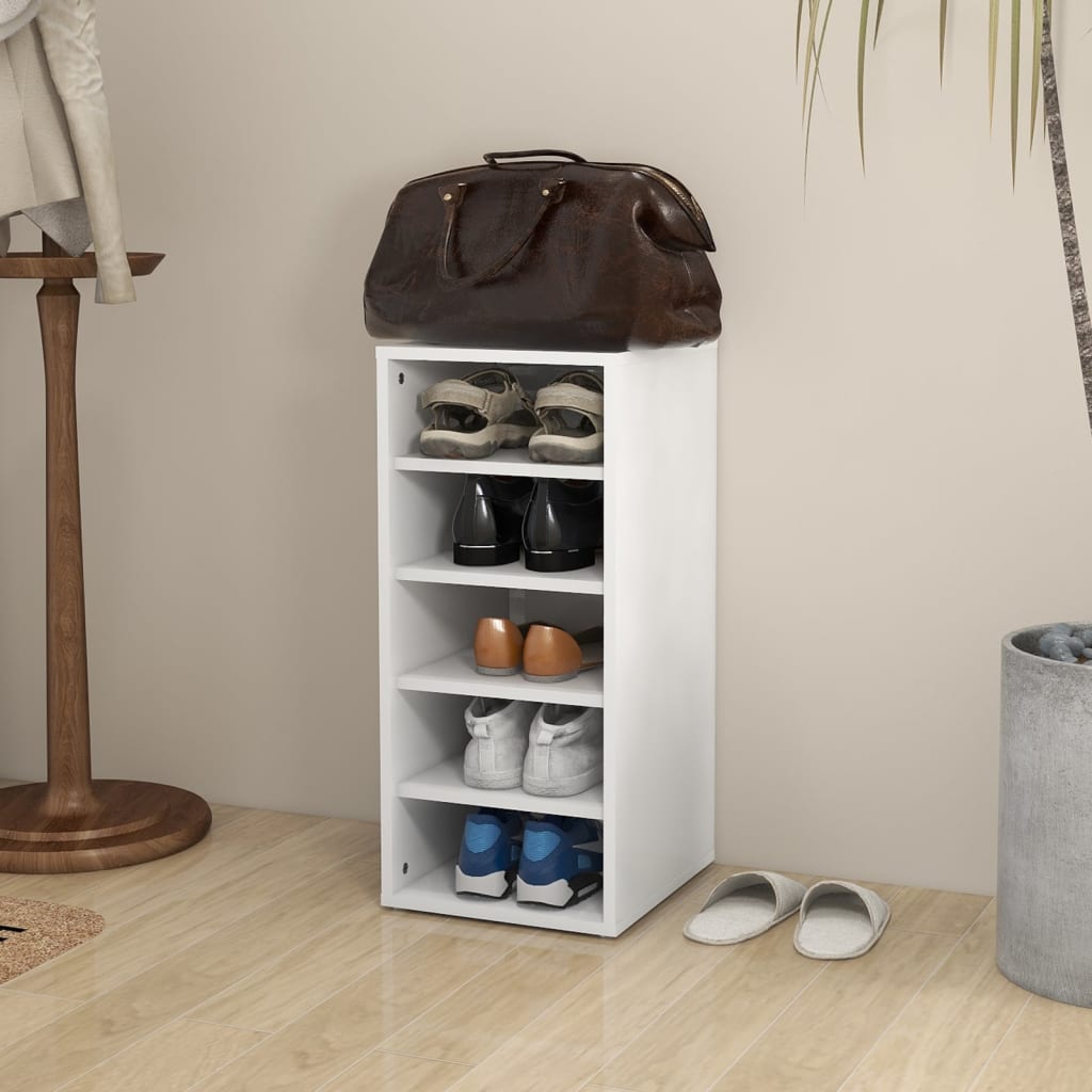 Vetonek Mueble zapatero de madera contrachapada blanco 31,5x35x70 cm