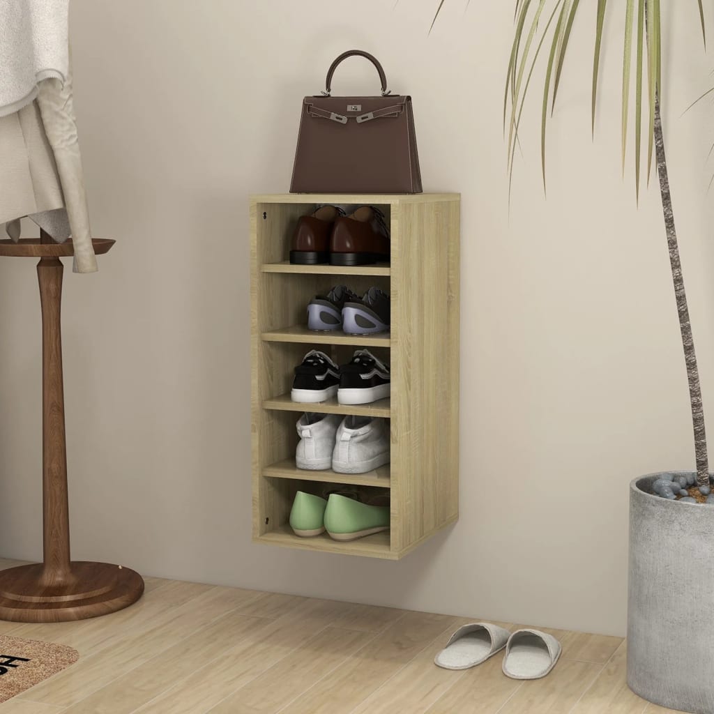 Vetonek Mueble zapatero madera contrachapada roble Sonoma 31,5x35x70 cm