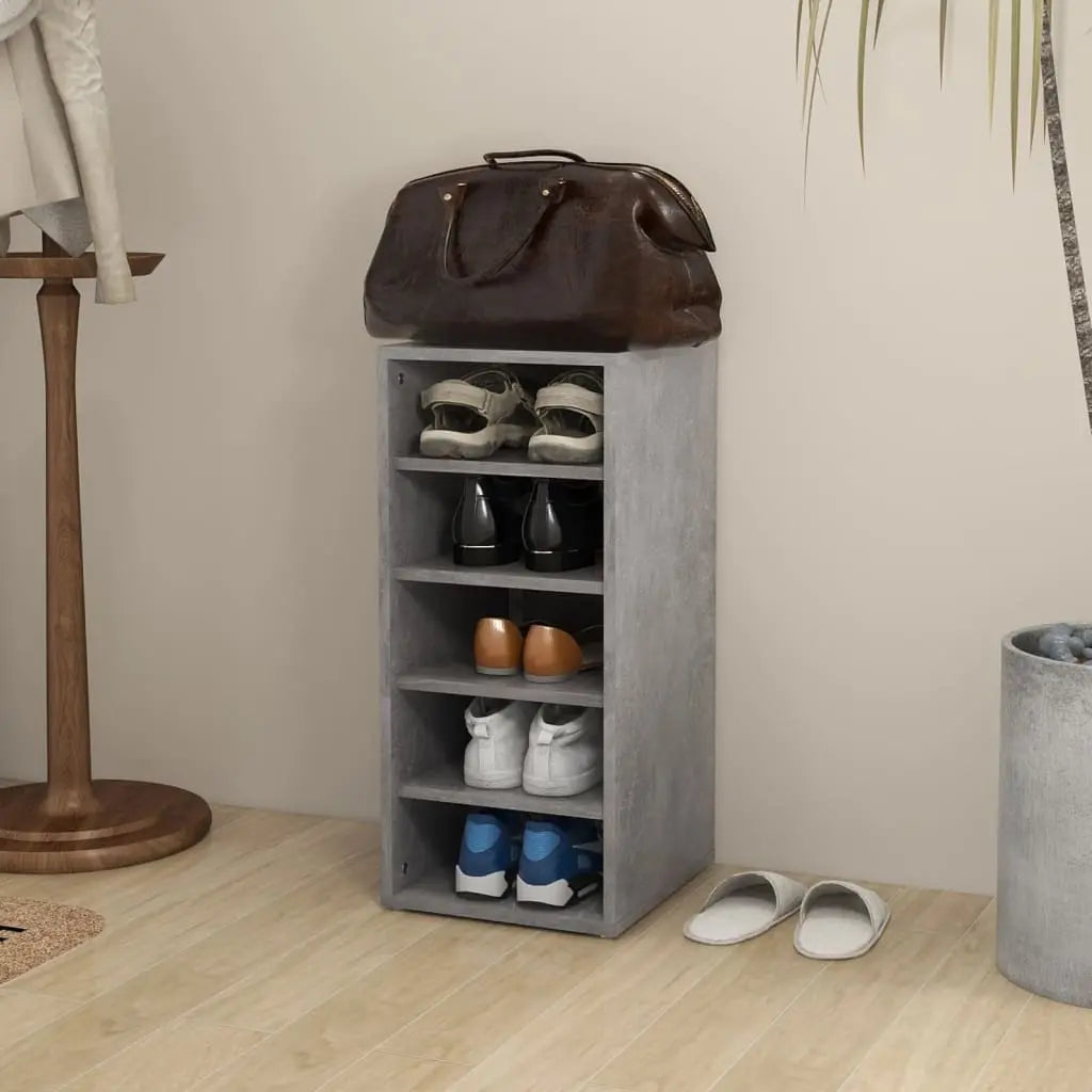 Mueble zapatero madera gris hormigón 31,5x35x70cm - Vetonek