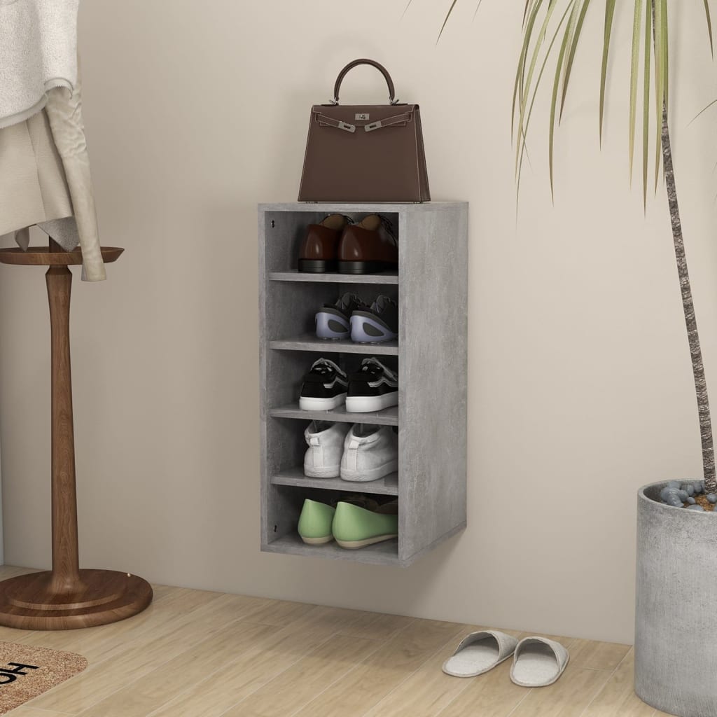 Vetonek Mueble zapatero madera contrachapada gris hormigón 31,5x35x70cm