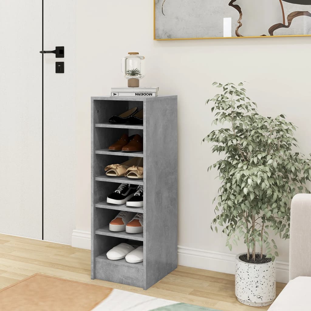 Vetonek Mueble zapatero madera contrachapada gris hormigón 31,5x35x90cm