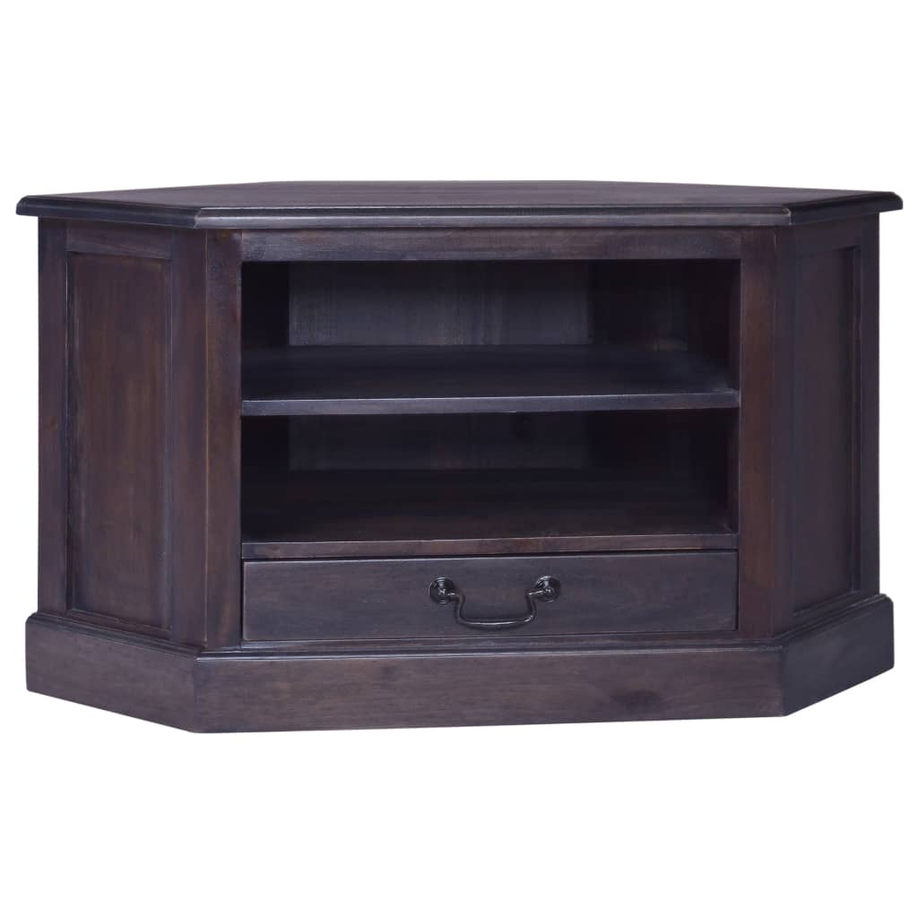 Vetonek Mueble de TV esquinero caoba maciza negro claro 80x40x49 cm