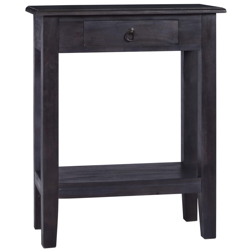 Vetonek Mesa consola con cajón madera maciza de caoba negro 60x30x75 cm